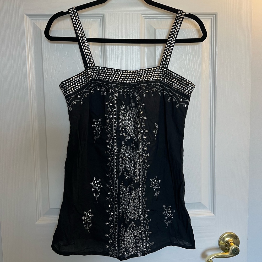 Vintage Y2K Black Sequin Tank Top